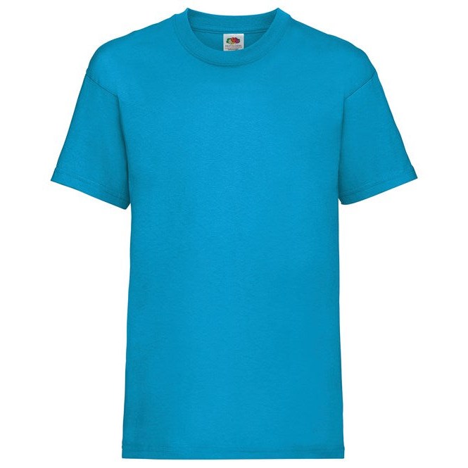 Fruit Of The Loom Kids Valueweight T-Shirt Azure Blue Crew Neck 100% Cotton