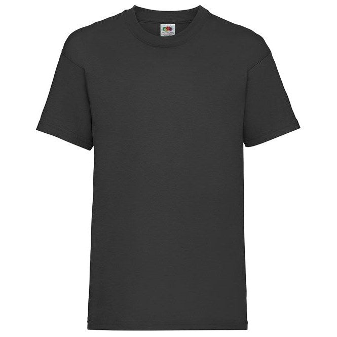 Fruit Of The Loom Kids Valueweight T-Shirt Black Crew Neck 100% Cotton