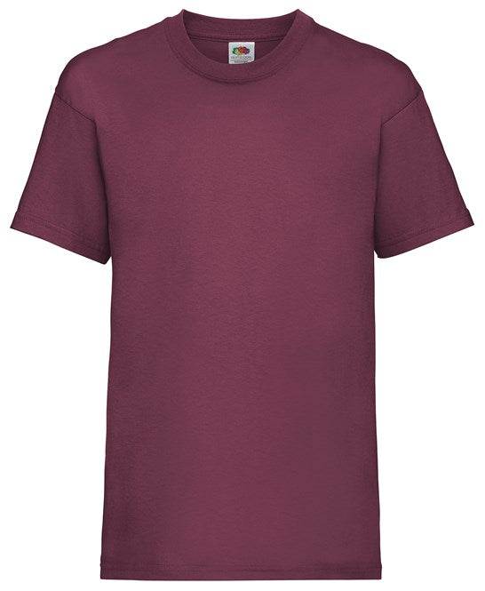 Fruit Of The Loom Kids Valueweight T-Shirt Burgundy Crew Neck 100% Cotton