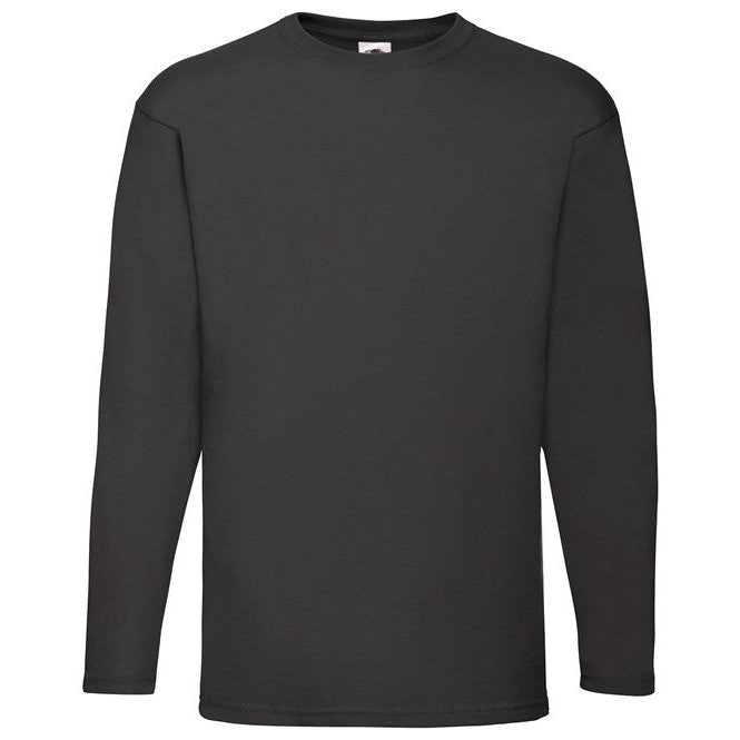 Fruit Of The Loom Valueweight Long Sleeve T Shirt Crew Neck Cotton Rib Comfort