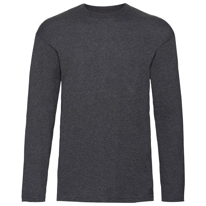 Fruit Of The Loom Valueweight Long Sleeve T Shirt Crew Neck Cotton Rib Comfort