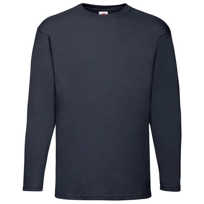 Fruit Of The Loom Valueweight Long Sleeve T Shirt Crew Neck Cotton Rib Comfort