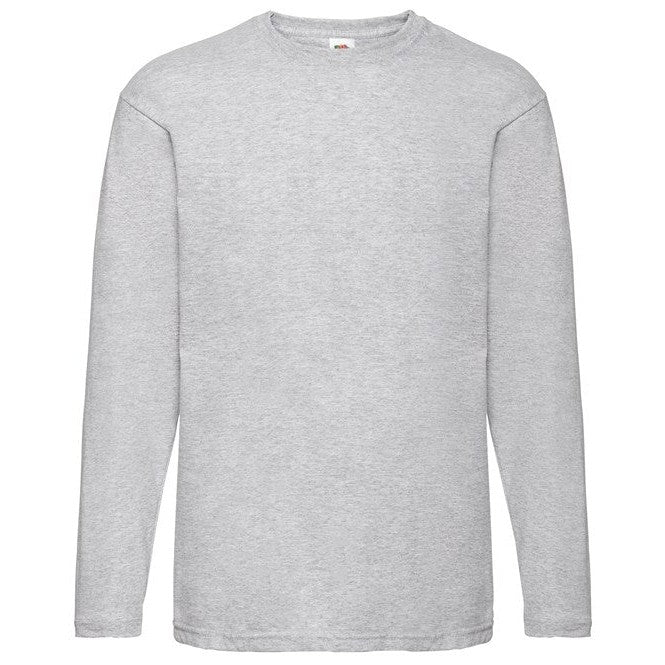 Fruit Of The Loom Valueweight Long Sleeve T Shirt Crew Neck Cotton Rib Comfort