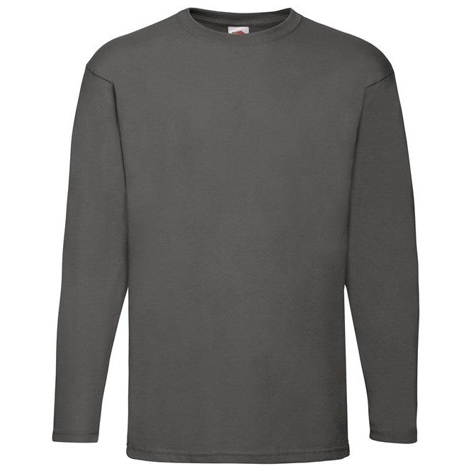 Fruit Of The Loom Valueweight Long Sleeve T Shirt Crew Neck Cotton Rib Comfort