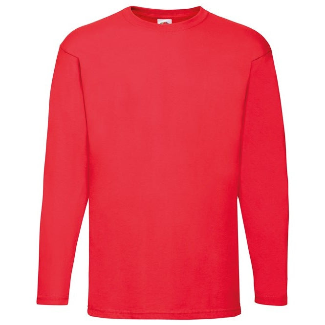 Fruit Of The Loom Valueweight Long Sleeve T Shirt Crew Neck Cotton Rib Comfort