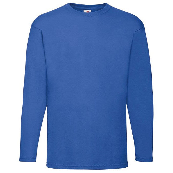 Fruit Of The Loom Valueweight Long Sleeve T Shirt Crew Neck Cotton Rib Comfort