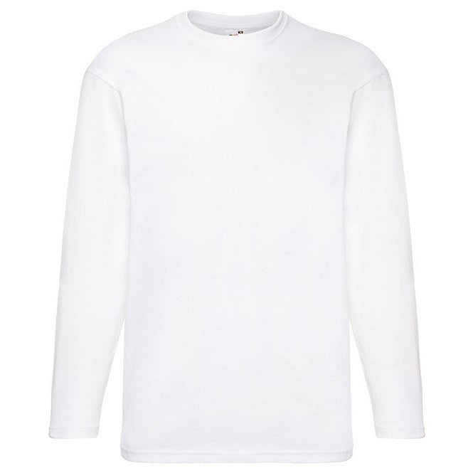 Fruit Of The Loom Valueweight Long Sleeve T Shirt Crew Neck Cotton Rib Comfort