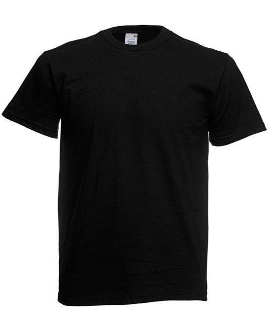 Fruit Of The Loom Original T-Shirt Black Rib Crew Neck 100% Cotton Sizes S-5XL