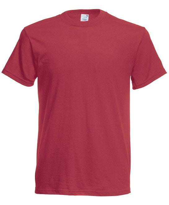 Fruit Of The Loom Original T-Shirt Brick Red Rib Crew Neck 100% Cotton