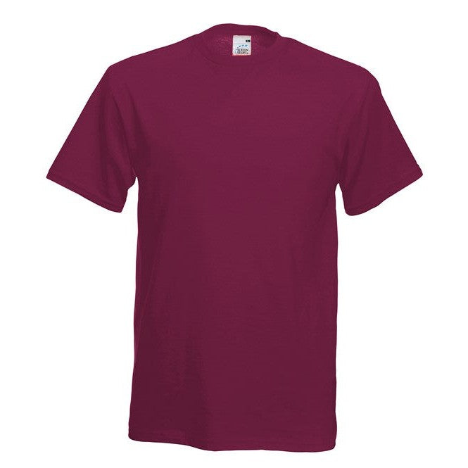 Fruit Of The Loom Original T-Shirt Burgundy Rib Crew Neck 100% Cotton  S-5XL