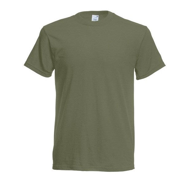 Fruit Of The Loom Original T-Shirt Classic Olive Rib Crew Neck 100% Cotton