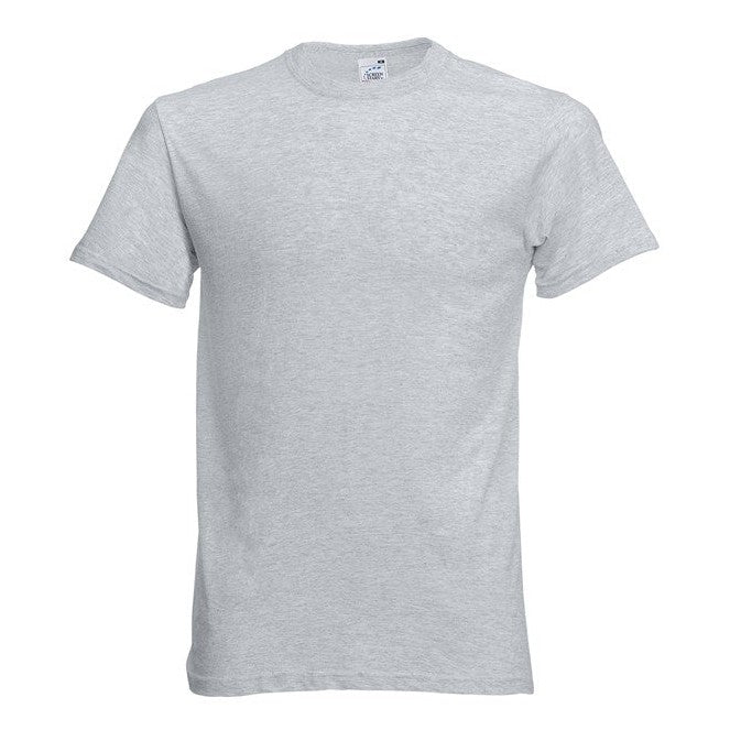 Fruit Of The Loom Original T-Shirt Heather Grey Rib Crew Neck 100% Cotton