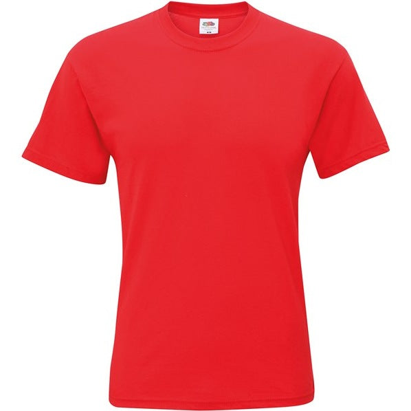 Fruit Of The Loom Original T-Shirt Red Rib Crew Neck 100% Cotton Various Sizes