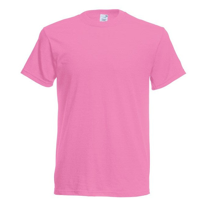 Fruit Of The Loom Original T-Shirt Rose Pink Rib Crew Neck 100% Cotton S-XL
