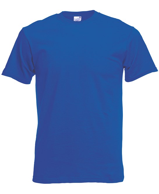 Fruit Of The Loom Original T-Shirt Royal Blue Rib Crew Neck 100% Cotton
