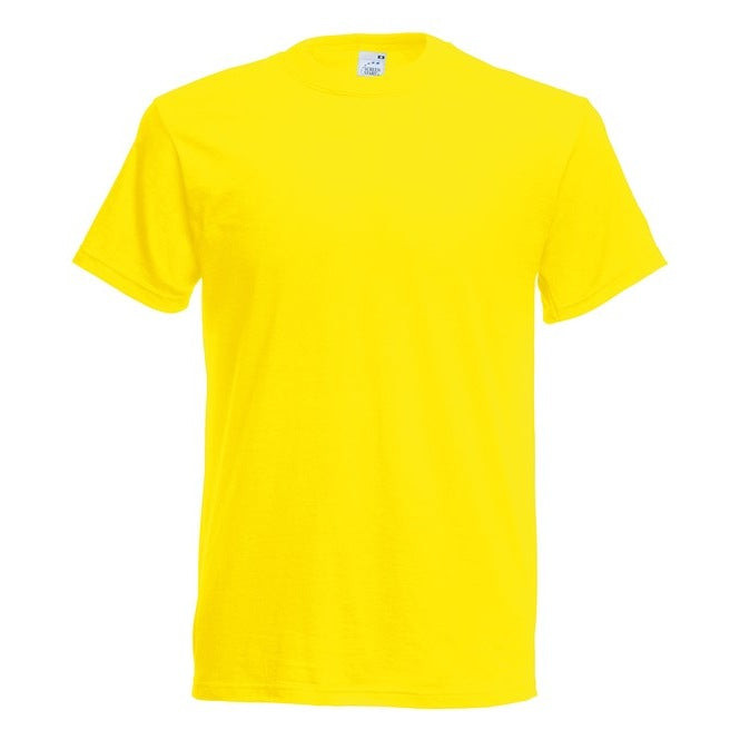 Fruit Of The Loom Original T-Shirt Yellow Rib Crew Neck 100% Cotton Sizes S-5XL
