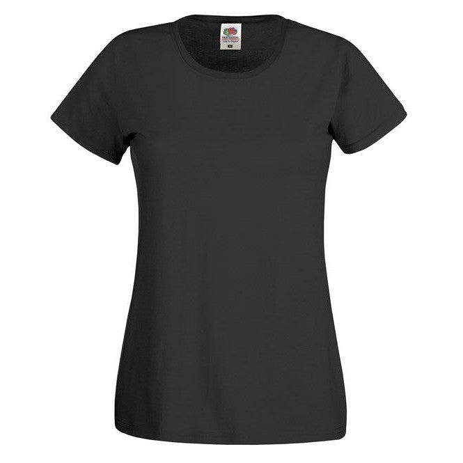 Fruit Of The Loom Women's Original T-Shirt Black Rib Crew Neck Feminine Fit