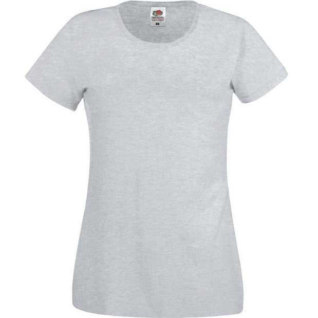 Fruit Of The Loom Women's Original T-Shirt Heather Grey Rib Crew Neck XS-2XL