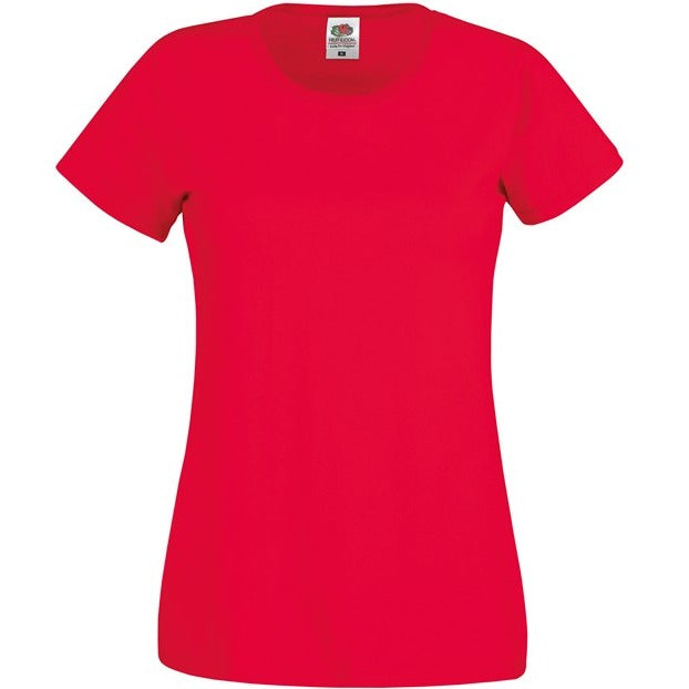 Fruit Of The Loom Women's Original T-Shirt Red Rib Crew Neck Feminine Fit