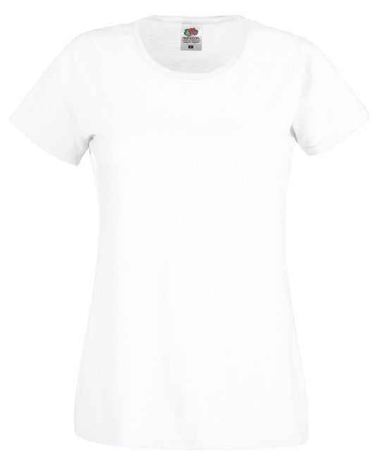 Fruit Of The Loom Women's Original T-Shirt White Rib Crew Neck Feminine Fit