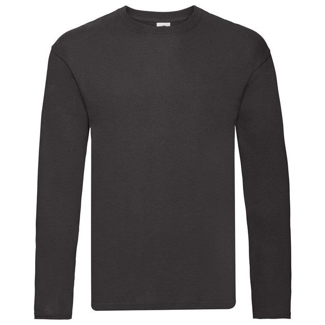 Fruit Of The Loom Original Long Sleeve T-Shirt Rib Crew Neck 100% Cotton