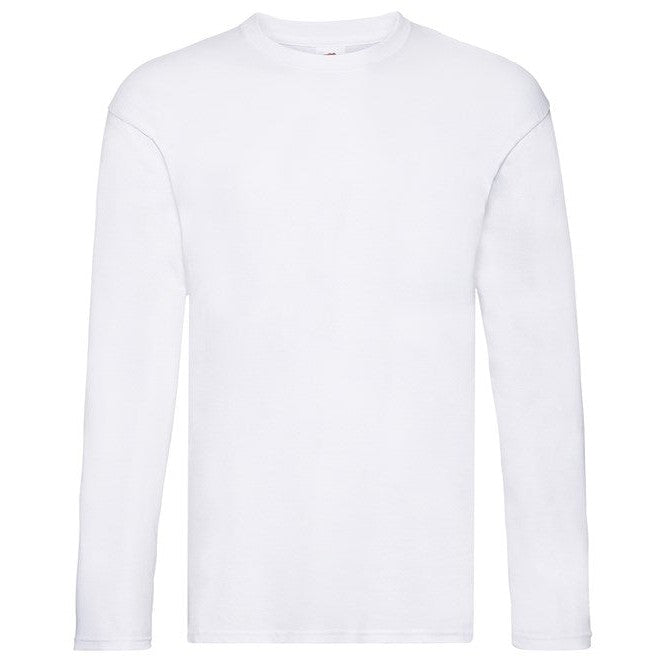 Fruit Of The Loom Original Long Sleeve T-Shirt Rib Crew Neck 100% Cotton