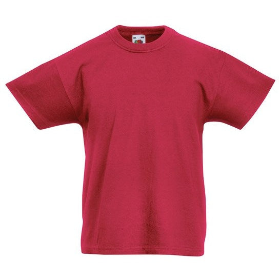 Fruit Of The Loom Kids Original T-Shirt Brick Red Rib Neck 100% Cotton 3-15