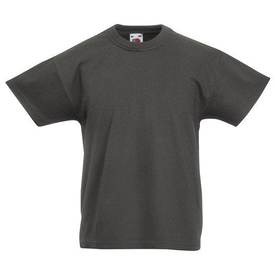 Fruit Of The Loom Kids Original T-Shirt Light Graphite Rib Crew Neck 100% Cotton