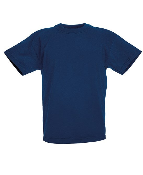 Fruit Of The Loom Kids Original T-Shirt Navy Rib Crew Neck 100% Cotton 3-15