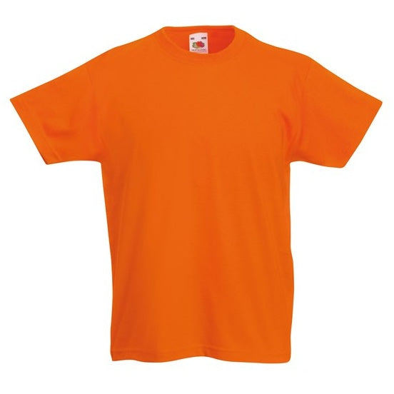 Fruit Of The Loom Kids Original T-Shirt Orange Rib Crew Neck 100% Cotton