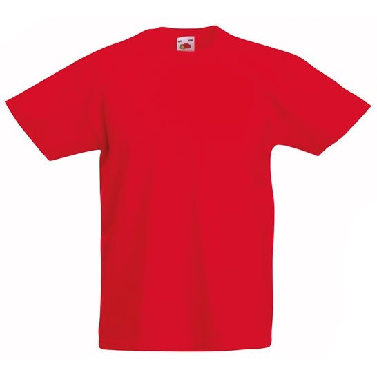 Fruit Of The Loom Kids Original T-Shirt Red Rib Crew Neck 100% Cotton Sizes 3-15