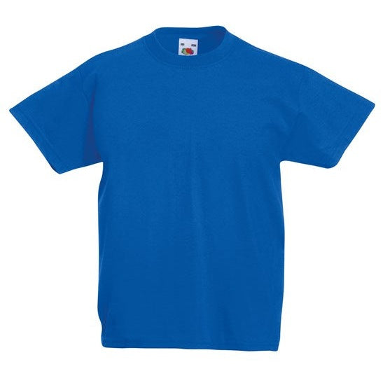 Fruit Of The Loom Kids Original T-Shirt Royal Blue Rib Crew Neck 100% Cotton