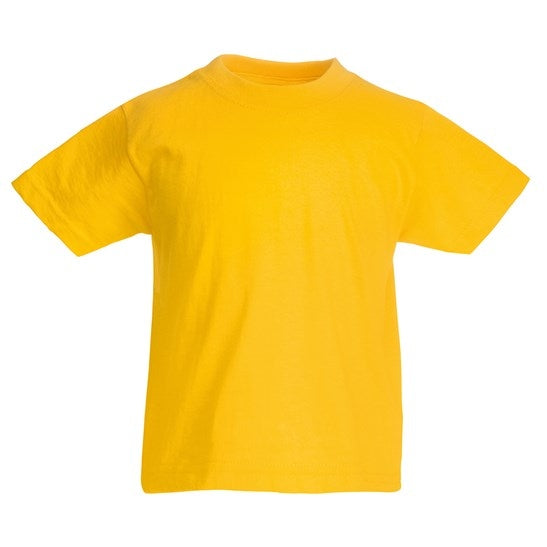 Fruit Of The Loom Kids Original T-Shirt Sunflower Rib Crew Neck 100% Cotton