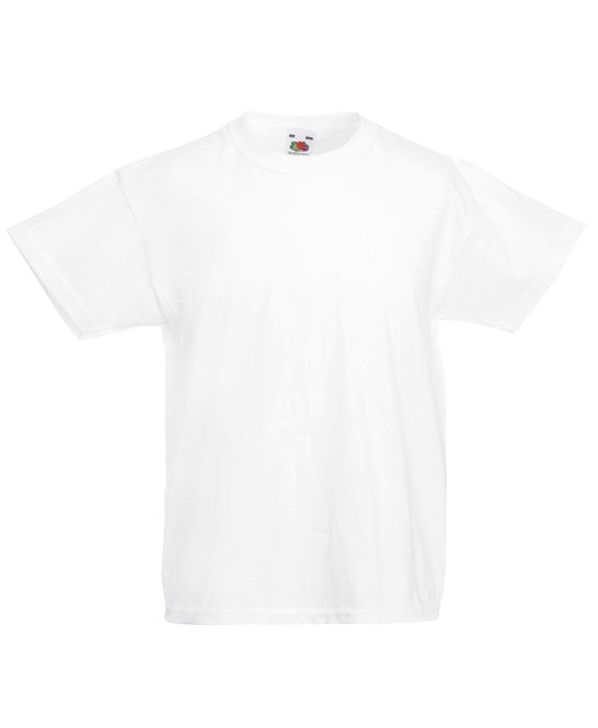 Fruit Of The Loom Kids Original T-Shirt White Rib Crew Neck 100% Cotton 3-15