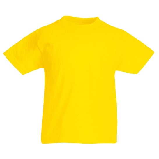 Fruit Of The Loom Kids Original T-Shirt Yellow Rib Crew Neck 100% Cotton