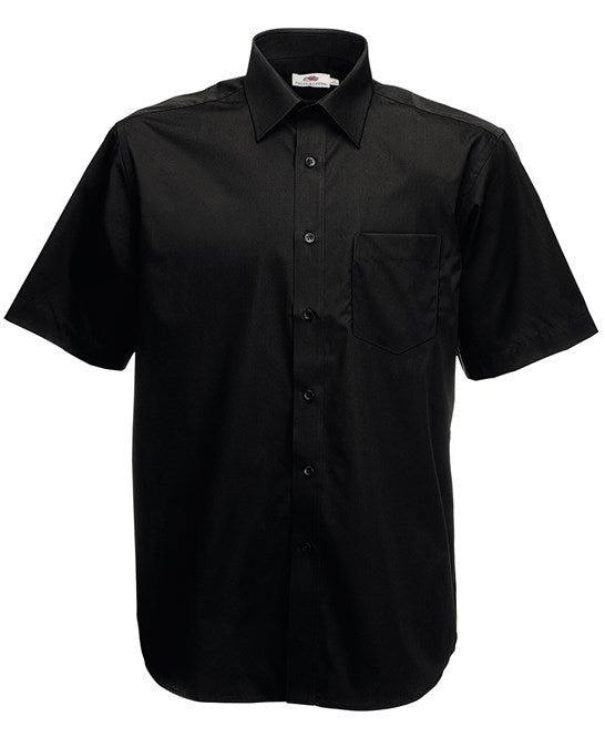 Fruit Of The Loom Short Sleeve Poplin Shirt Cotton Polyester Smart Casual