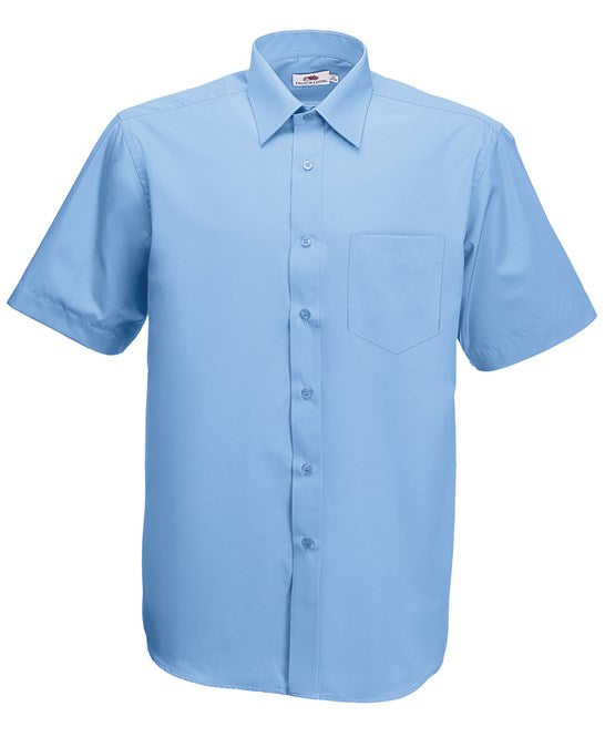 Fruit Of The Loom Short Sleeve Poplin Shirt Cotton Polyester Smart Casual