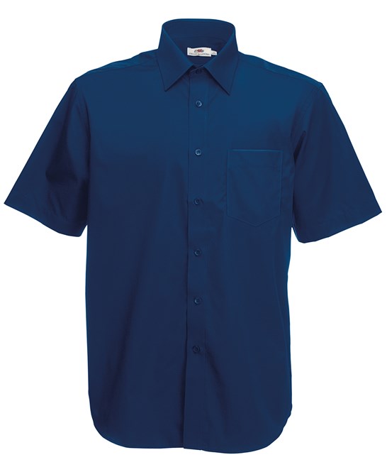 Fruit Of The Loom Short Sleeve Poplin Shirt Cotton Polyester Smart Casual