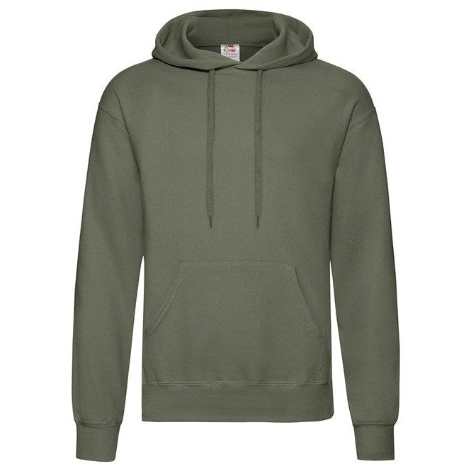 Fruit Of The Loom Classic 80/20 Hooded Sweatshirt in Classic Olive, Sizes S-5XL