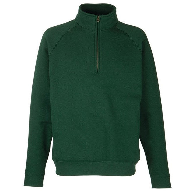 Fruit Of The Loom Classic Zip Neck Sweatshirt Cotton Polyester Cadet Collar