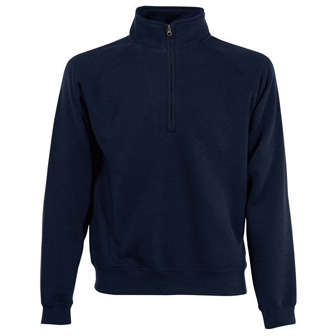 Fruit Of The Loom Classic Zip Neck Sweatshirt Cotton Polyester Cadet Collar