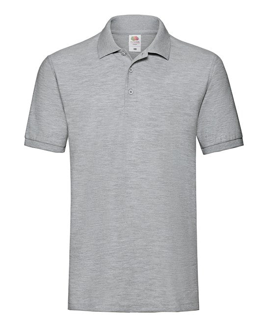 Fruit Of The Loom Premium Polo Shirt Athletic Heather Cotton 3-Button Placket