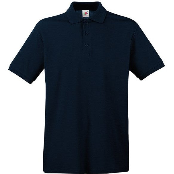 Fruit Of The Loom Premium Polo Shirt Deep Navy 100% Cotton 3-Button Placket