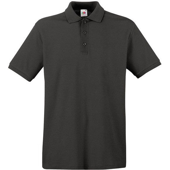 Fruit Of The Loom Premium Polo Shirt Light Graphite 100% Cotton Side Vents