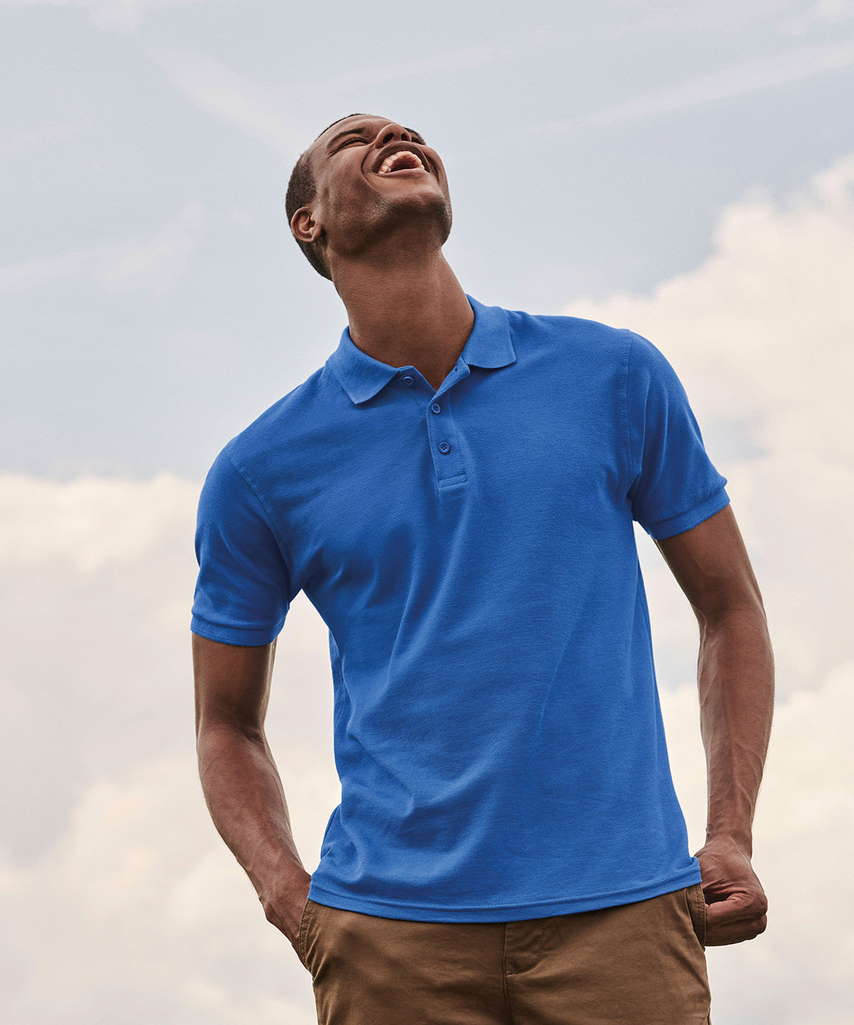 Fruit Of The Loom Premium Polo Shirt Red 100% Cotton 3-Button Placket S-3XL