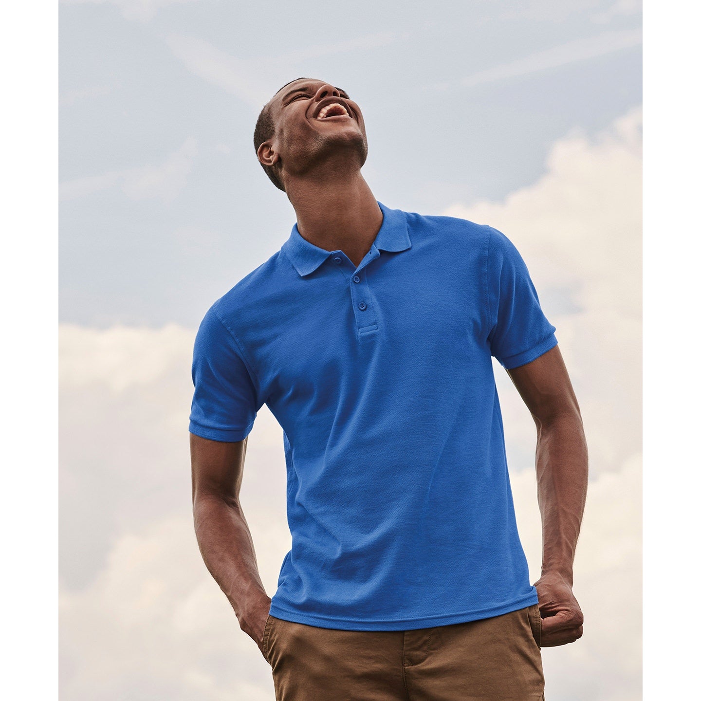 Fruit Of The Loom Premium Polo Shirt Light Graphite 100% Cotton Side Vents