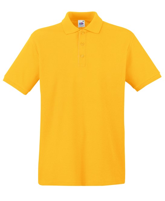Fruit Of The Loom Premium Polo Shirt Sunflower 100% Cotton 3-Button Placket