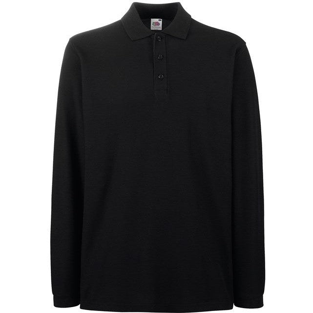 Fruit Of The Loom Premium Long Sleeve Polo Shirt with Side Vents and Rib Cuffs