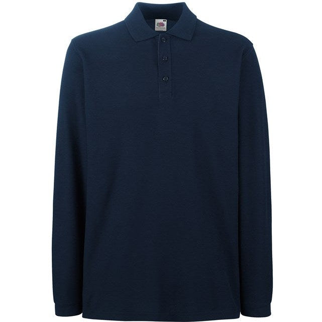 Fruit Of The Loom Premium Long Sleeve Polo Shirt with Side Vents and Rib Cuffs
