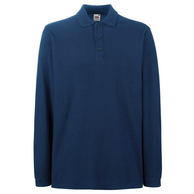 Fruit Of The Loom Premium Long Sleeve Polo Shirt with Side Vents and Rib Cuffs